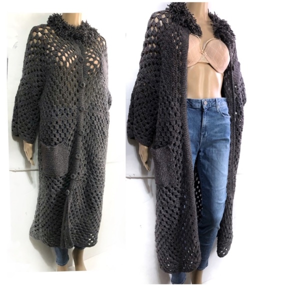 Crochet cottagecore long line duster cardigan - Picture 2 of 13